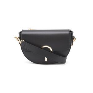 CHEVAL Black Made In Italy Leather Saddle Ring Closure Crossbody